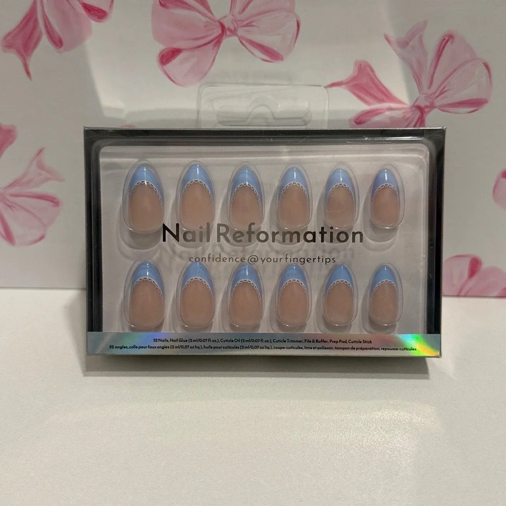 Nail Reformation Blue French Press-On Nails Short Almond